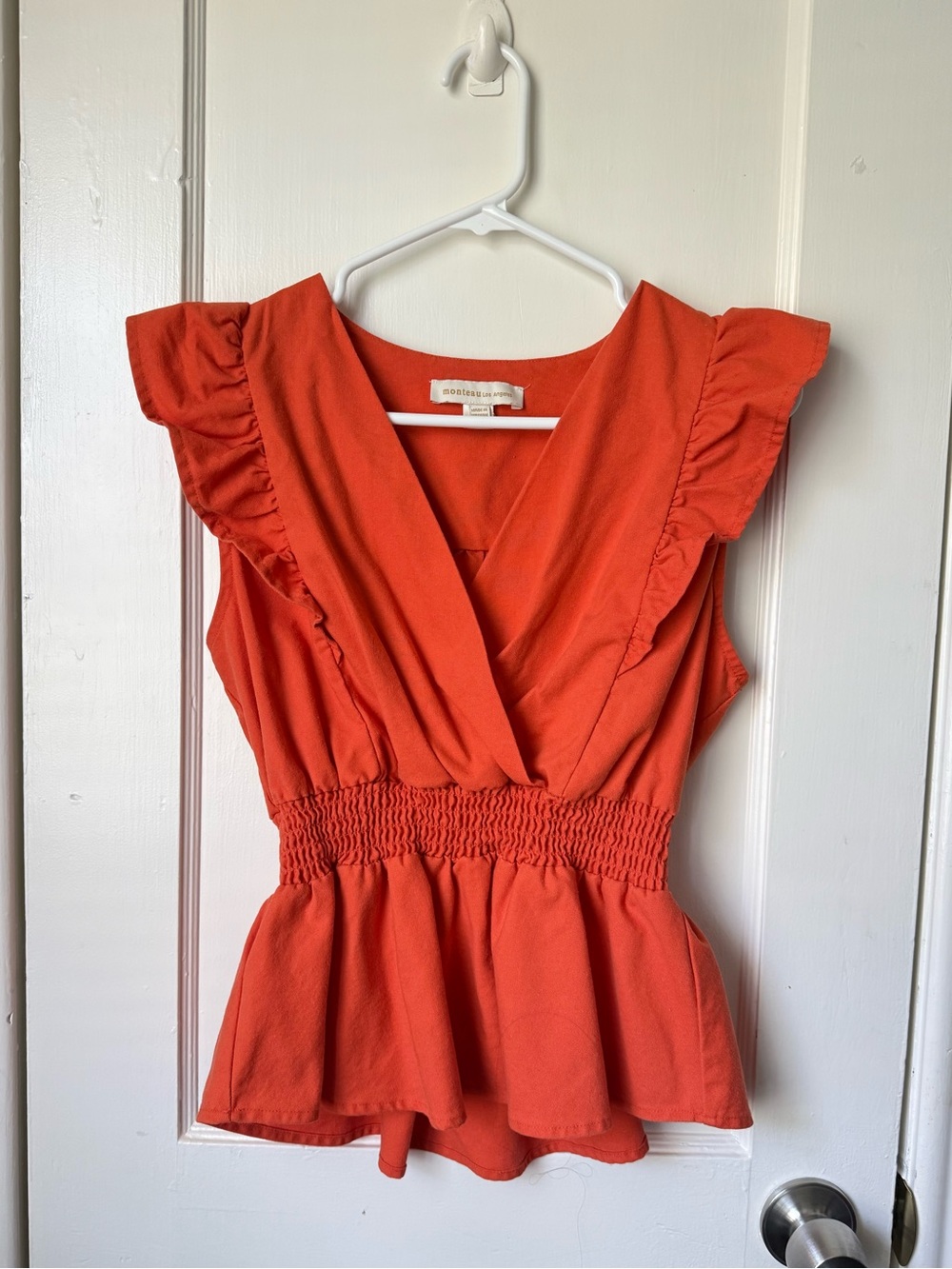 Monteau rustic orange linen blouse
